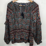 American Eagle  Floral Print Peasant Boho Women's Top size Large Photo 0