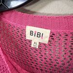 BiBi Boutique XL Pink Open Knit Pullover Sweater Short Sleeve Casual Boho Photo 5