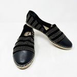 Loeffler Randall [] Black Gold Studded Mara Leather Cap Toe Espadrille Flats Sz 9 Photo 0