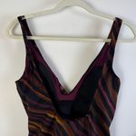 MiracleSuit Striped Bronze Brown Black Maroon 12 Slimming Ruched One Piece Suit Photo 5