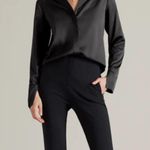 New Rhone Party Satin Blouse Women's Medium Work Event Old Money Quiet Luxury Black Photo 0