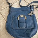 B. Makowsky Blue pebbled Leather Crossbody Bag Buckle Detail Designer Purse Photo 1