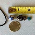 Handmade unisex black fish & Czech glass heart & ceramic Yin Yang unique necklace🐟🌊🖤 Photo 3