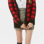 Disney  Mickey Mouse X Forever 21 Checkered plaid Cardigan 90th anniversary sz SM Photo 0