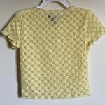 Forever 21 🌞 Yellow Floral Lace Cropped Short Sleeve Blouse Shirt Photo 5