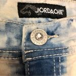 Jordache Blue & White Tie Dye Stretchy Denim Shorts Long Junior’s sz14 Med-Large Photo 4