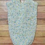 None Handmade Crochet Shoulder Bag Purse Satchel Variegated Blue Green Hippie Boho Photo 1