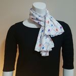 Vintage White, Blue, Purple, & Orange Polka Dot Scarf White Photo 0
