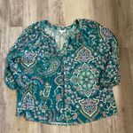 Crown & Ivy  PL Paisley 3/4 Sleeve Peasant Top Photo 9