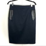 The Kooples  Wool & Leather Pencil Skirt Navy / Black Photo 2