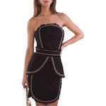 Elliatt  Euphoria Dress Black / Gold Metallic Fringe Strapless‎ Mini Luxe Small Photo 1
