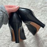 Nordstrom Vintage Sz 8.5N Leather Black Heel Pumps Bow Square Elongated Toe Photo 4
