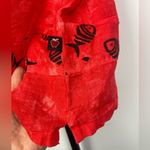 Produce Company Red Tie Dye Fish Print Linen Short Sleeve Button Up Shirt Size M Photo 4
