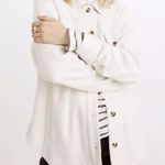 Madewell  Brushed Cotton Button Up Cream Shacket Sweater Over Jacket Photo 1