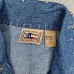 Don’t mess with Texas denim blue Jean jacket hem rhinestone detail cotton large Photo 3