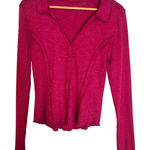 Anthropologie Pilcro Stitched Long Sleeve Collared Corset Top Pink Purple Medium Photo 0