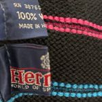 Vintage 80s Black Wool Ski Hat Neon Pink Blue Stripes Pom Pom Photo 4