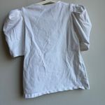 Forever 21 $5/$25 White Puff Sleeve Cotton Career Office Wear Blouse Size Medium Photo 2