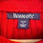 Roaman’s Red Knit Military Style Sweater Jacket Women’s 14/16 Zip Front Holiday Size L Photo 1