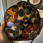 Vera Bradley  Cosmetic Round Hatbox Retired Suzani Waterproof Floral Brown Black Photo 4