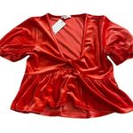 Bar III Womens Babydoll Velour Top V Neck Y2K Romantic Puff Sleeve Sz S NWT Photo 1