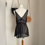 Cinema Etoile Black Lace Sheer Negligee Top, Size Large Photo 3