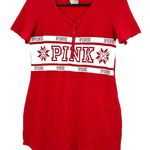 PINK - Victoria's Secret  Size Small Top Shirt Red Waffle Weave Holiday Sleepwear‎ Photo 0