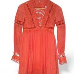 Free People  in Dreamland Crochet Knit Dress Coral Size 0 Boho Hippie Artsy Flowy Photo 0