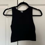 NWOTs Waffle Knit Black Cropped Athletic Scoop Neck Tank Top Photo 0
