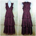 Lulus Dress Women XS Burgundy Molinetto Lace Ruffled Tiered Sleeveless Maxi Boho Red Photo 5