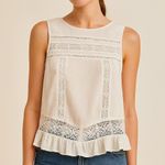 Free People  Ivory Lace Open Back Ruffle Sleeveless Top (1068) Photo 0