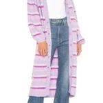 Lovers + Friends  Mary Sweater Cardigan Size XL Long Button Down Purple Stripe Photo 0