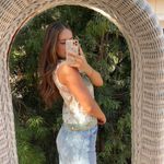 Free People Western boho Lace and denim vest top sz s  Photo 2