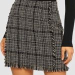 SheIn Plaid Fringe Mini Skirt Photo 0
