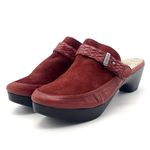 Taryn Rose  Red Leather Calf Hair Contoured Heel Mule Braided Strap Size 36.5 Photo 6