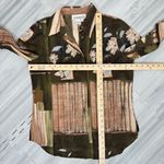 Dress Barn Vintage‎  Printed Button Front Blouse Shirt Olive Tan Small Photo 8