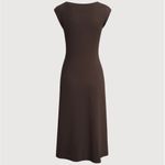 Rihoas Brown Boat Neck Cap Sleeve Midi Dress Photo 6