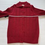 L.L.Bean Red Cable Rope Stitch Button Up Cotton Cardigan Sweater Size SMALL Photo 5