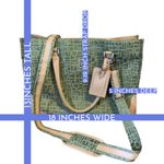 Diane Von Furstenberg  GREEN CANVAS & TAN LEATHER WEEKENDER TRAVEL BAG Photo 13