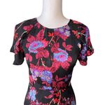 Reiss  Leni black floral midi dress wedding guest cocktail party feminine fitted Photo 2