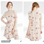The Kooples Silk Cream Floral Lace Inset Ruffle Dress Photo 1