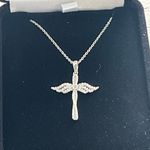 Sterling Silver Angel Wings Cross Necklace Photo 2