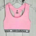 New Balance Pink Racerback Sports Bra Activewear Sz S Ribbed Knit Logo Photo 0