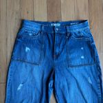 REWASH  High Rise Distressed Medium Wash Cargo Joggers Photo 3