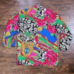 Diane Freis • vintage blouse colorful zebra floral tie neck beaded fringe Pink Size XL Photo 8