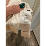 Frame  Revolve White Lattice Deep V-Neck Relaxed Fit Peasant Blouse Size Medium Photo 4