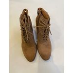 Lucky Brand Echoh Sesame Lace Zipper Ankle Bootie Heels EUC Sz 7.5 Leather Suede Photo 2