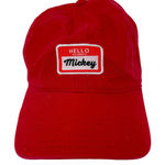 Disney Store Hello My Name Is Mickey Red Hat Cap Adjustable Strap Photo 0
