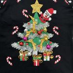 Joyland Ugly Christmas Sweater Womens XL 3D Ornaments Tinsel Sequins Tree Santa Black Photo 1