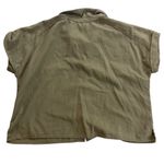 Suite 2939 Linen Blend Cropped Khaki Green Button Down Shirt medium Photo 6